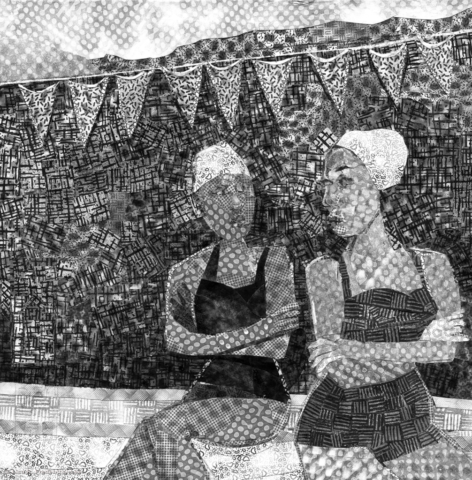 ‘Poolside’ 8 x 8 inches Security Envelope Collage 2026 Lisa R