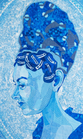 'Regina Azul' 30"x22" Detail 1: Security Envelope Collage copyright 2025