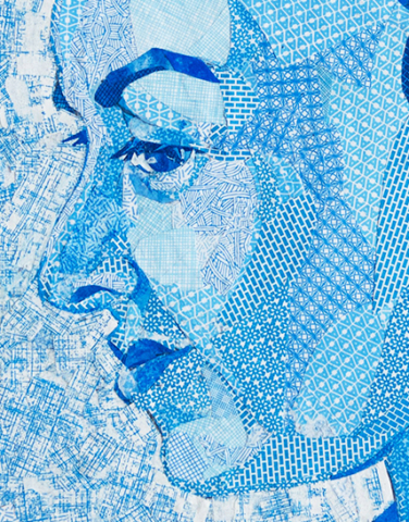 'Regina Azul' 30"x22" Detail 2: Security Envelope Collage copyright 2025